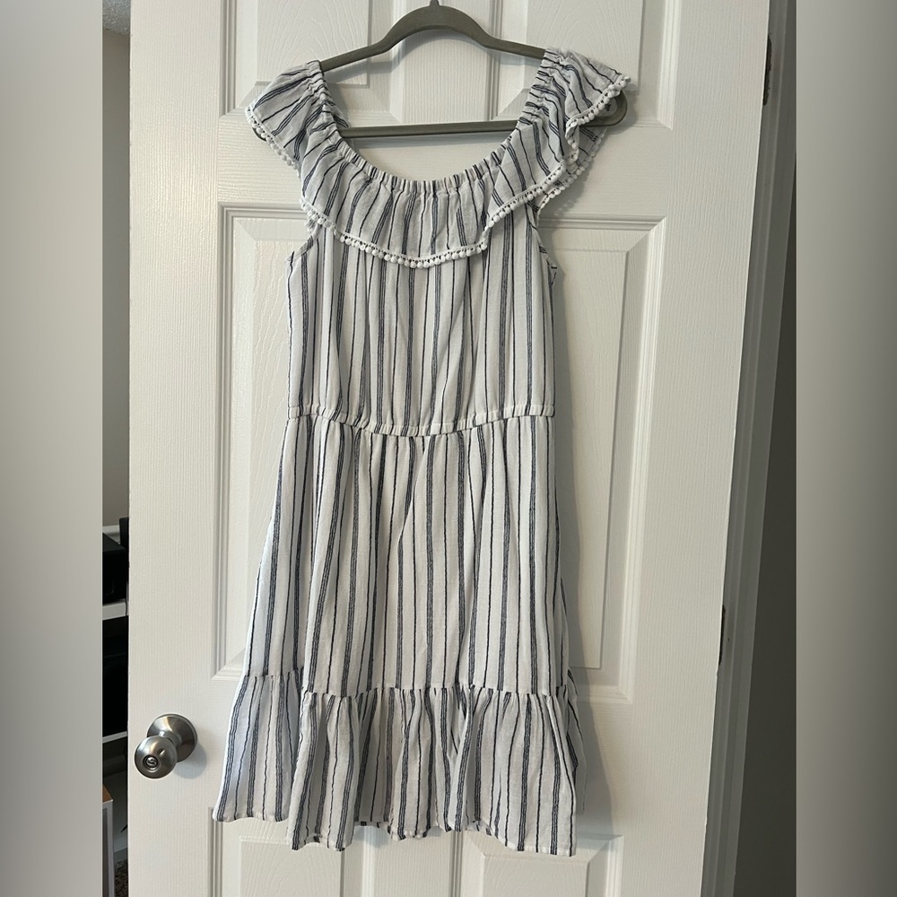 Band Crush blue and white striped dress